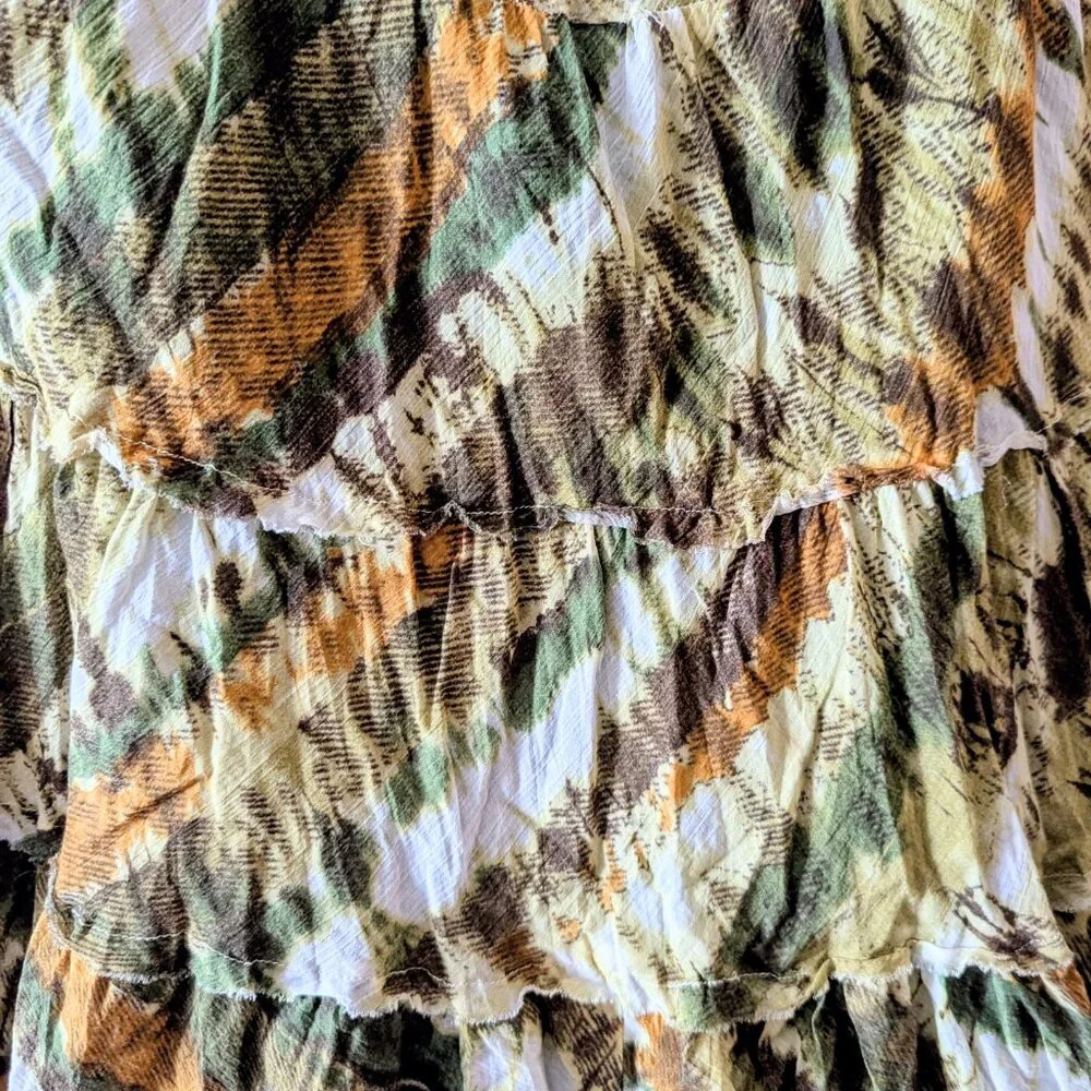 Vintage Earth Tone Patchwork Tiered Midi Skirt Fairy Cottagecore Y2k Goblincore - Picture 5 of 5